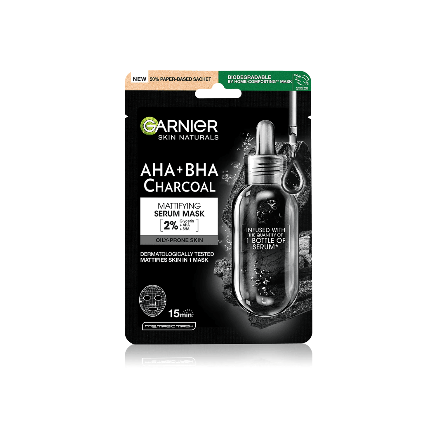 Garnier - AHA+BHA Maschera In Tessuto Carbone