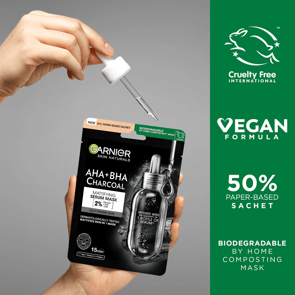 Garnier - AHA+BHA Maschera In Tessuto Carbone
