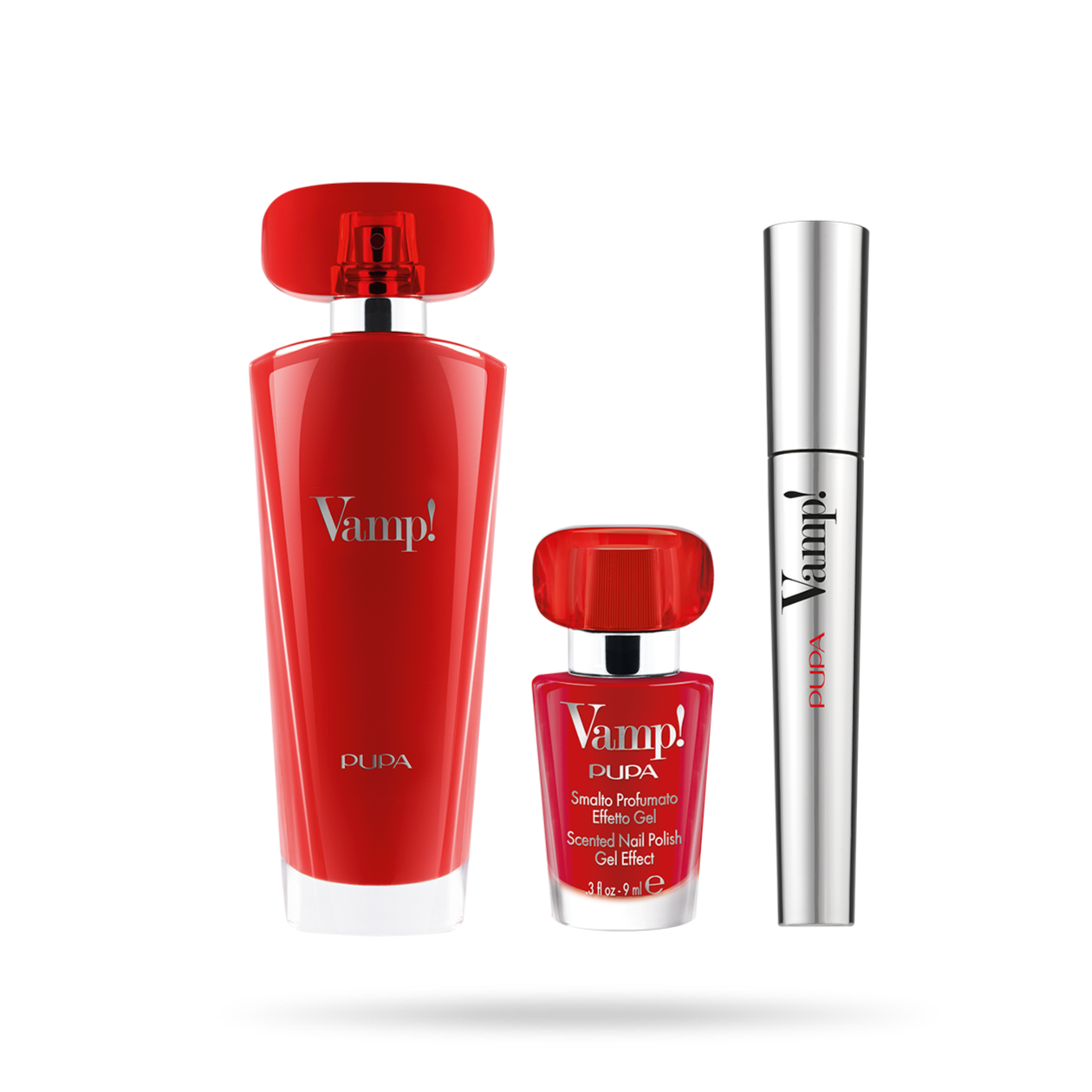 Kit Pupa Vamp! Red Eau De Parfum 100ML + Mascara + Smalto